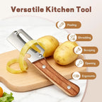Premium Vegetable Peeler with Wooden Handle and Bottle