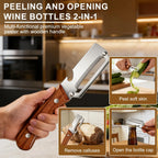 Premium Vegetable Peeler with Wooden Handle and Bottle
