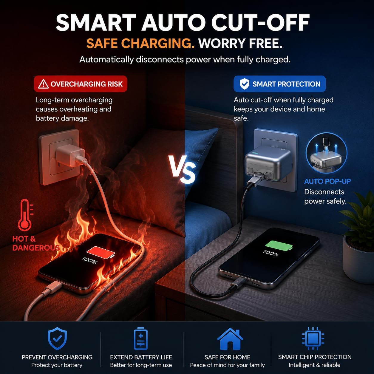 Smart Charge Guard™ | Auto Stop Charging Adapter for Battery Protection