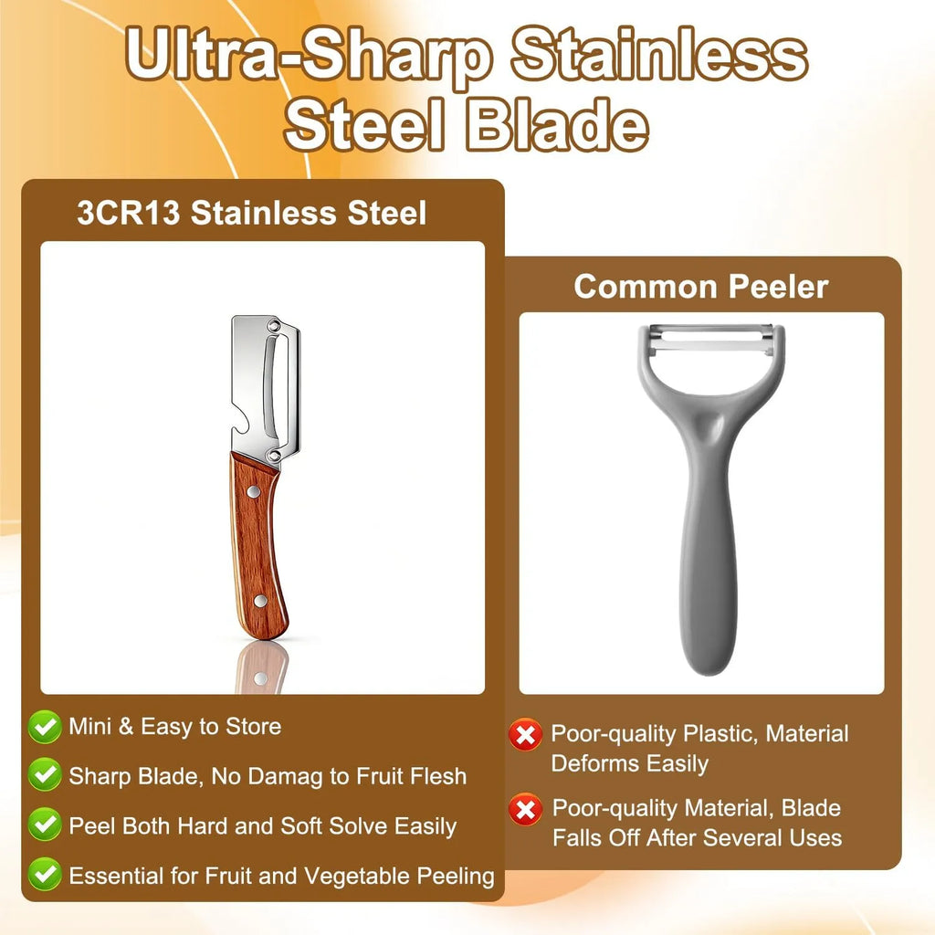 Premium Vegetable Peeler with Wooden Handle and Bottle